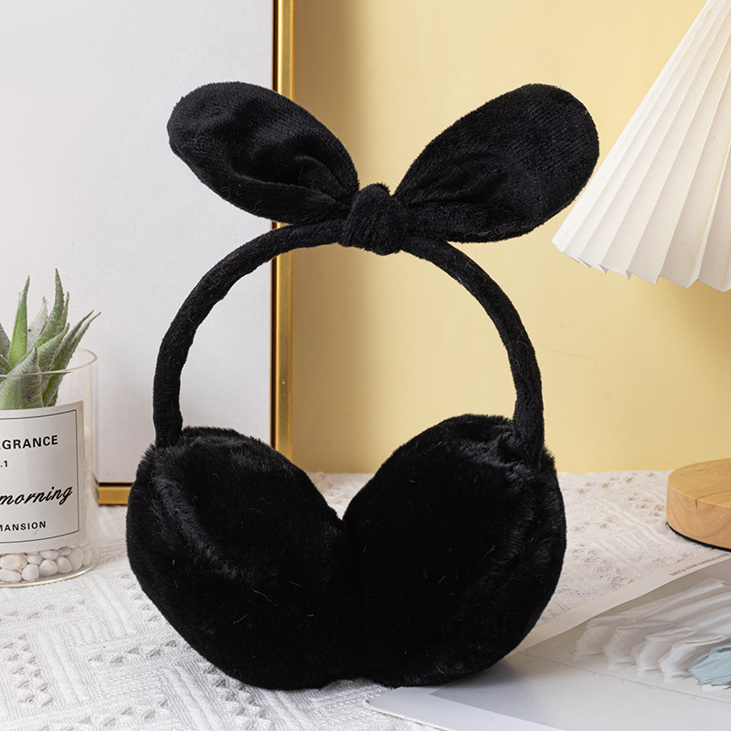 Korean Style New Cute Rabbit Ears Bow Earmuffs Women's Winter Imitation Rabbit Fur Oversized Ear Warmer Warm-Keeping Earmuffs