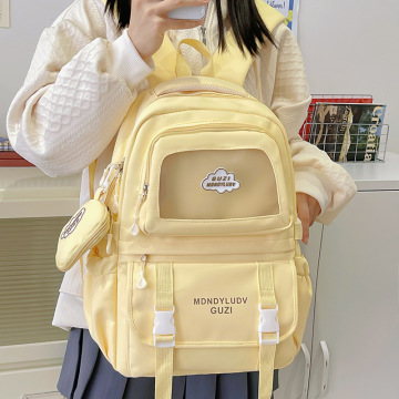 跨境女日系学生大容量书包潮透明小众百搭双肩包学院少女背包休闲