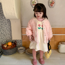 韩国童装冬装新款女童加绒加厚棉服外套小女孩夹棉背心连衣裙套装
