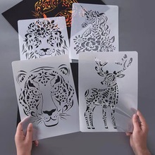 亚马逊爆款绘画模板创意动物主题花边尺个性A4尺寸刮刮画模板批发