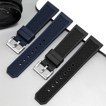 氟橡胶表带现货批发 适用kdy卡历博腕带胶带23/24mm黑色蓝色针扣