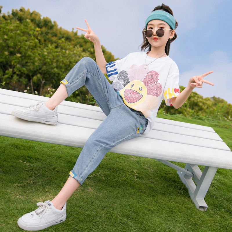 女童洋气套装夏装2021年新款女孩夏季网红儿童12岁时尚中大童童装