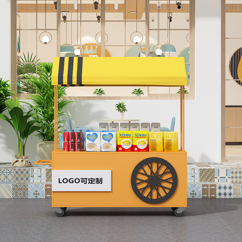 铁艺花车摆摊手推车展示架小吃车夜市移动摊位小推车集市地摊户外