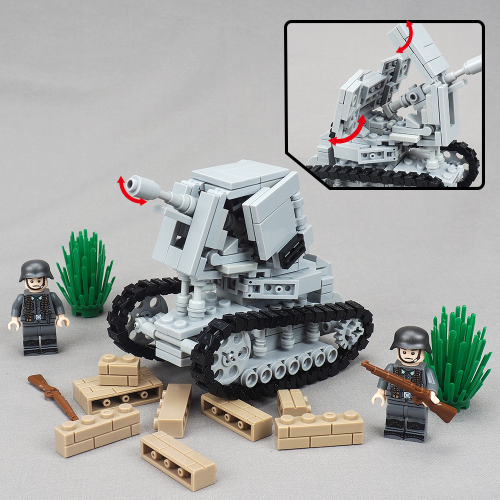 跨境军事积木坦克世界su18自行火炮场景二战模型小颗粒组装玩具