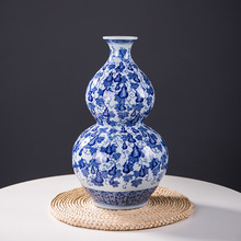 景德镇青花瓷手绘葫芦陶瓷花瓶插花器新中式家居装饰工艺品摆件