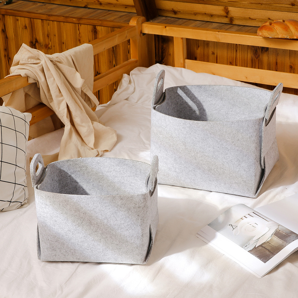 diy北欧家居创意毛毡收纳袋 可折叠收纳篮子 旅行脏衣筐 清仓处理