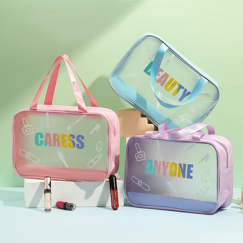 Cosmetic Bag Letter Design Pu Cosmetics Toiletries Storage Bag Travel Convenient Carry Wash Bag Wholesale