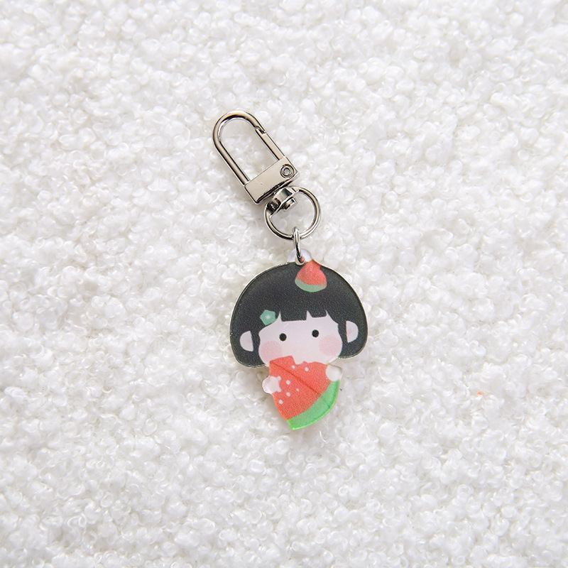 New Cute Acrylic Keychain Cartoon Girl Partysu Bag Decorative Pendant Girl Heart Key Accessories