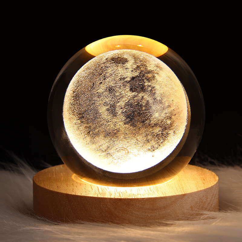 Glowing Starry Sky and Planets Moon Moon Crystal Ball Lamp Projection Ambience Light Creative Gift Decoration New Exotic Gift