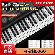88/61/54钢琴透明彩色贴纸电子琴键盘手卷钢琴键贴简谱音阶贴纸