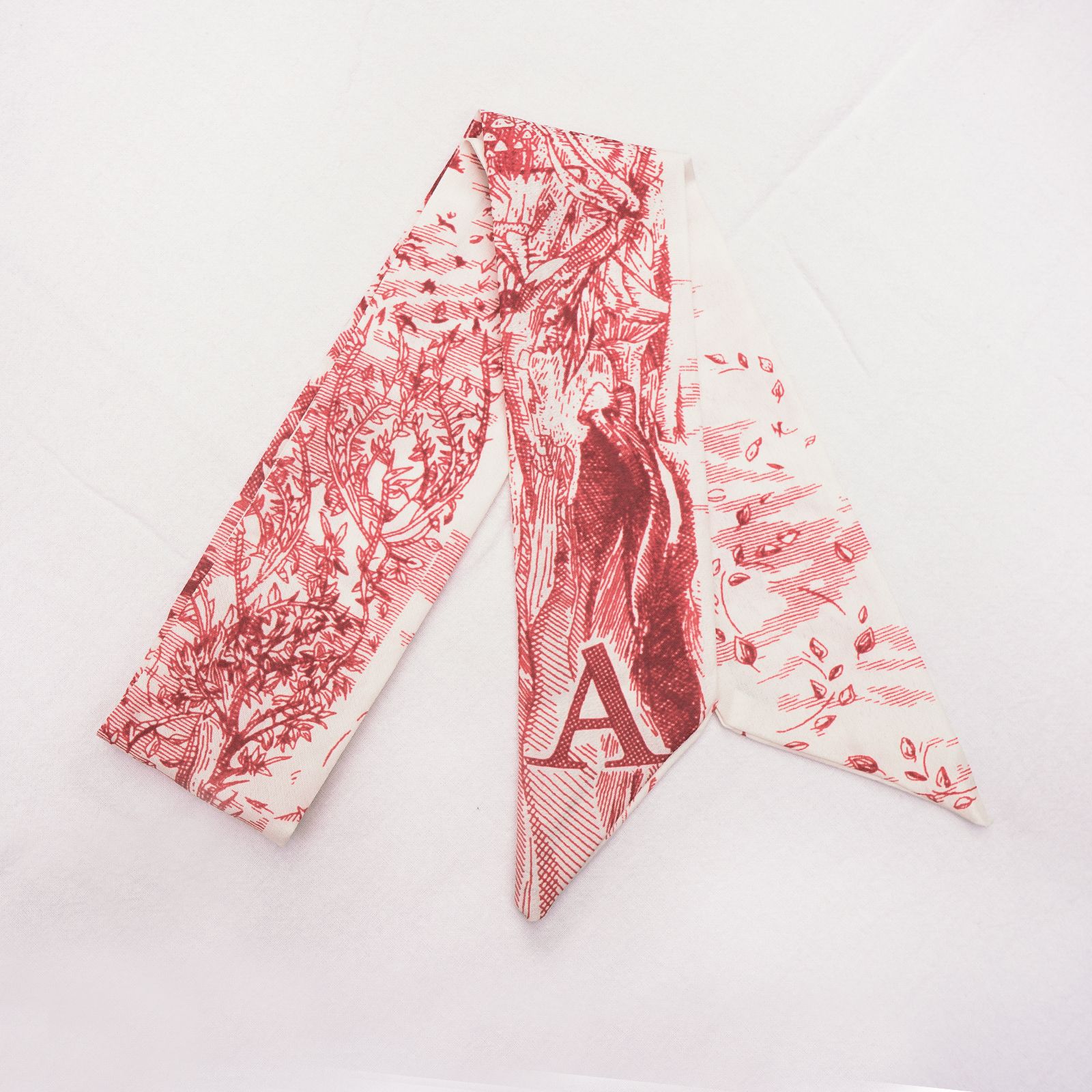 High-End All-Match Long Silk Scarf Hair Band Bow 26 Letters Floral Ribbon Tied Bag Hand Gift Silk Scarf