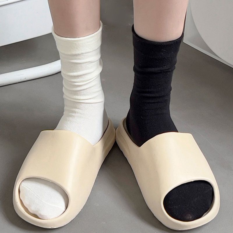 Women's Spring Summer Mid-Calf Length Socks White Socks Japanese Style Simple Bunching Socks Solid Color Sports Stockings Ins Fashion