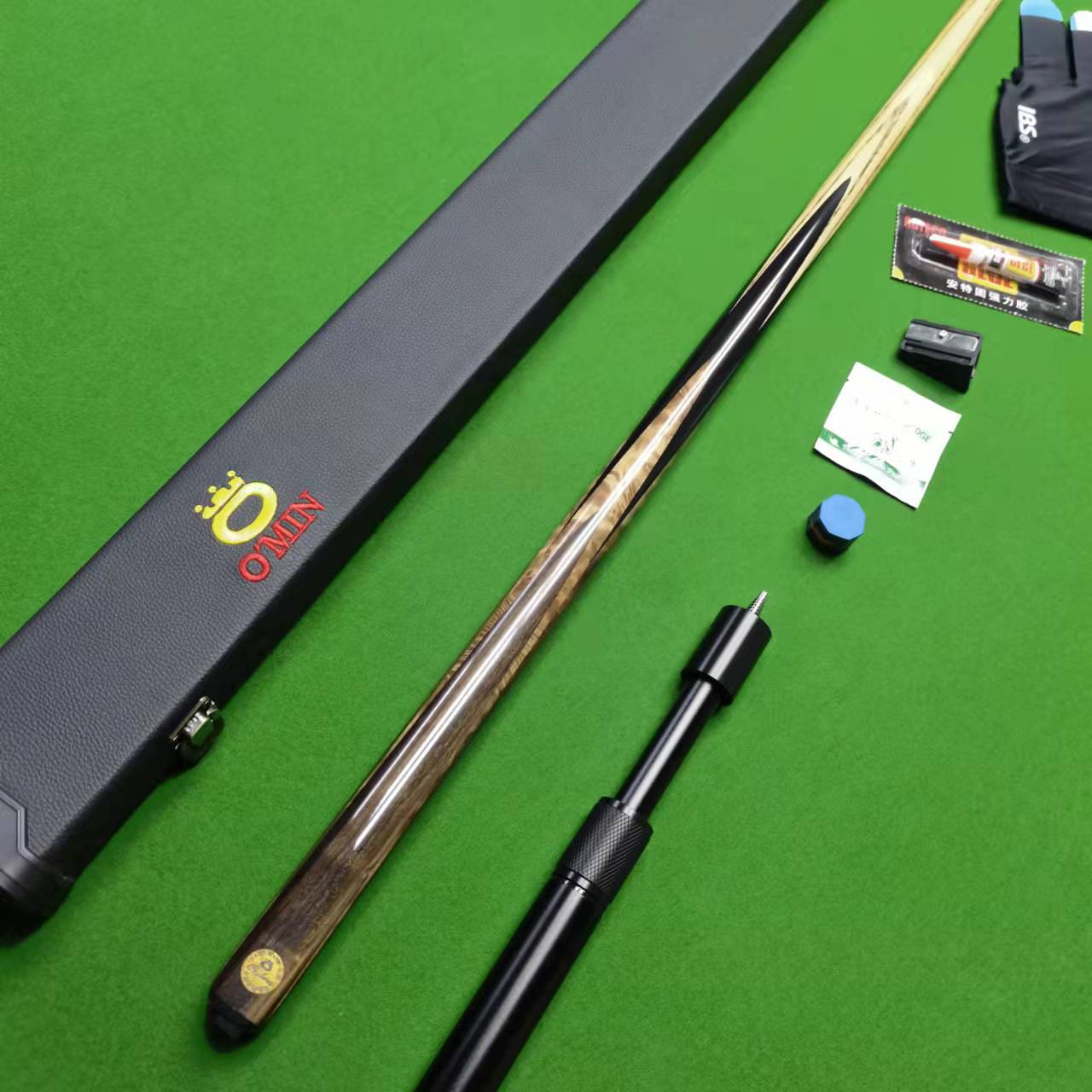 omin奥秘眼镜蛇台球杆英式斯诺克小头杆套装中式黑八单节通杆10mm