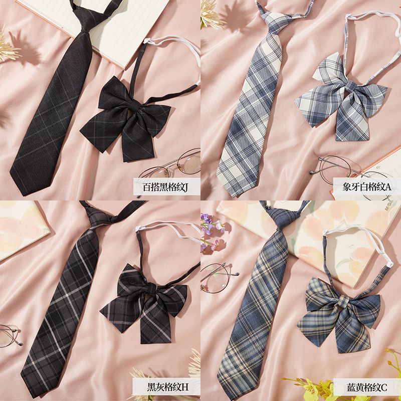 领带日系格子领结领花女学院风毕业照免打蝴蝶结衬衫水手服儿童代