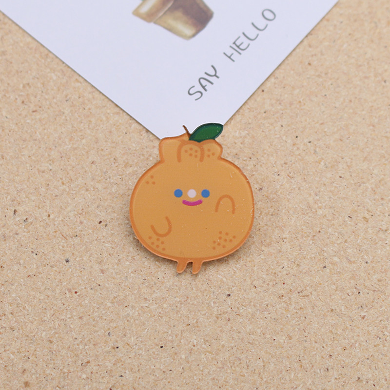 Cute Cartoon Smiley Face Brooch Acrylic Badge Pin Funny Fruit Expression Clothes and Bags Decorative Pendant Tide