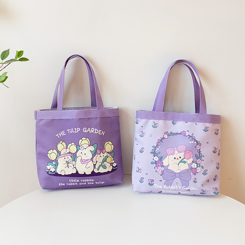2022 New Rabbit Handbag Women's Fashion Korean Style Cute Student Lunch Box Bag Go to Work and Go out Handbag
