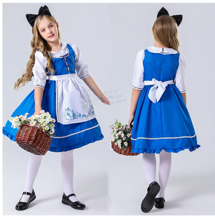 英国农庄服饰中世纪平民服装女童装欧洲女仆服亲子装田园风农场服