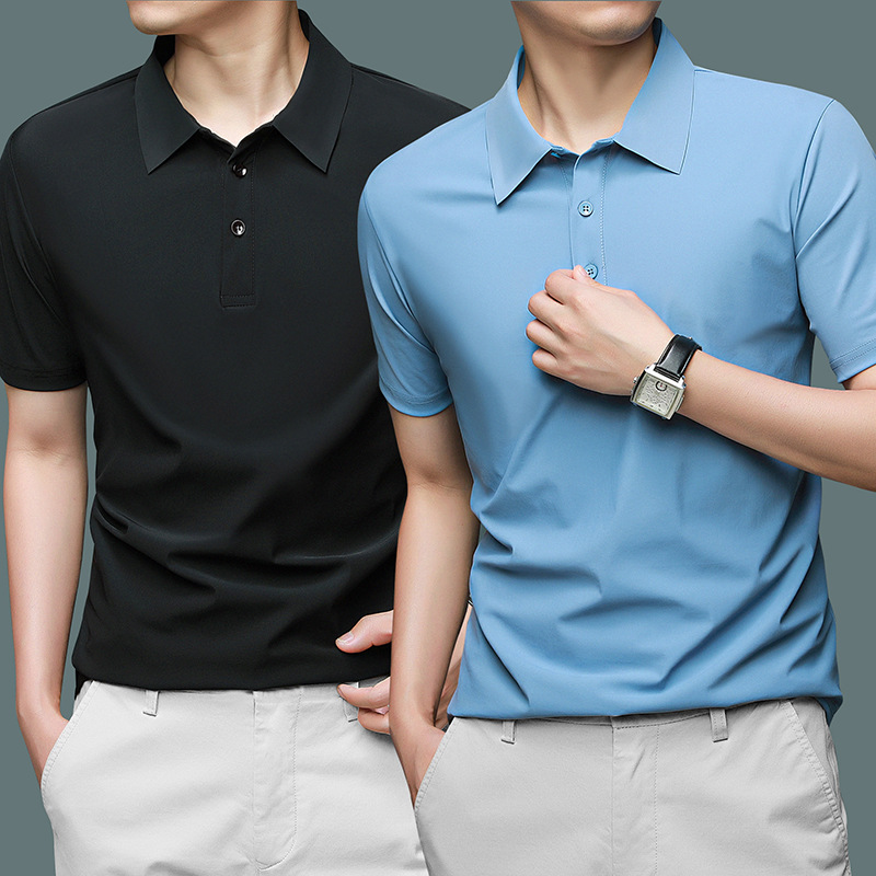 冰丝polo衫短袖男夏季2024新款中老年人爸爸夏装翻领衣服速干t恤