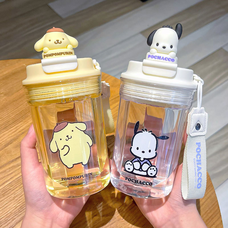 Sanrio Plastic Cup Portable Handle Good-looking Cute Fashion Cartoon Water Cup