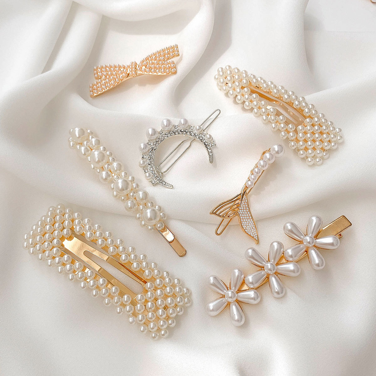 2021年新款韩版网红珍珠发夹女侧边刘海流行发卡边夹碎发头饰