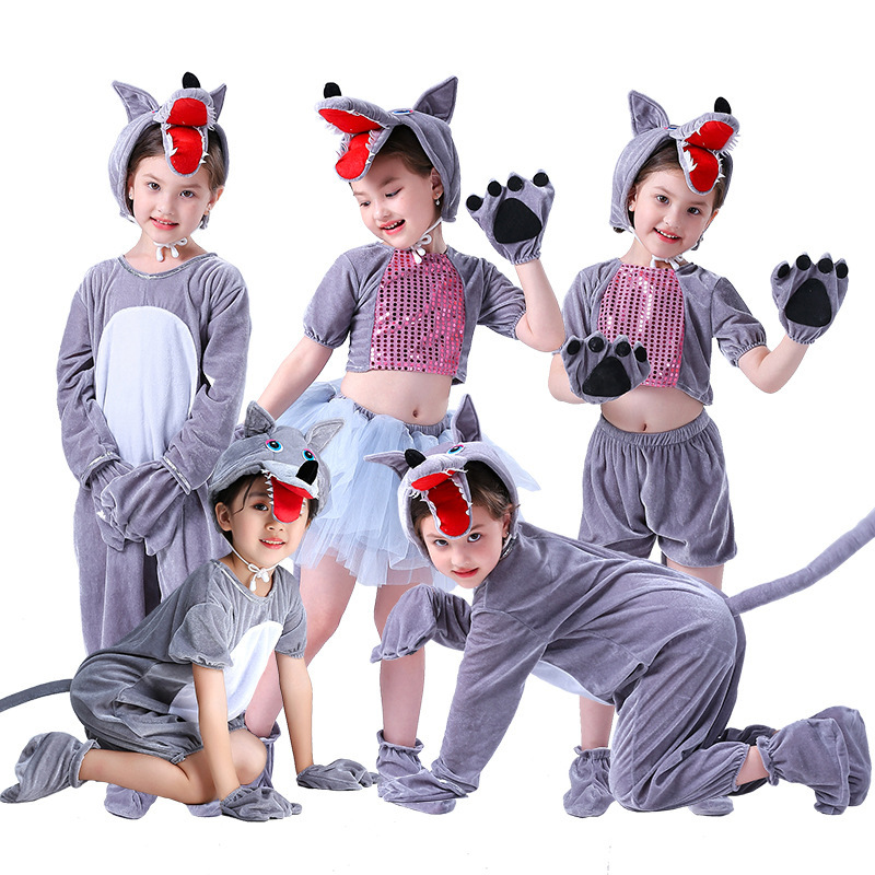 新款六一儿童动物表演演出服大灰狼狼外婆小红帽灰太狼童话剧服装