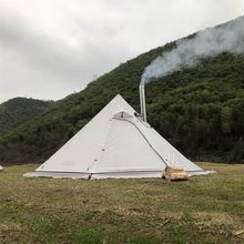 生火帐篷营地雪裙露营柴火炉大金帐篷大型草坪带烟囱金字塔野外