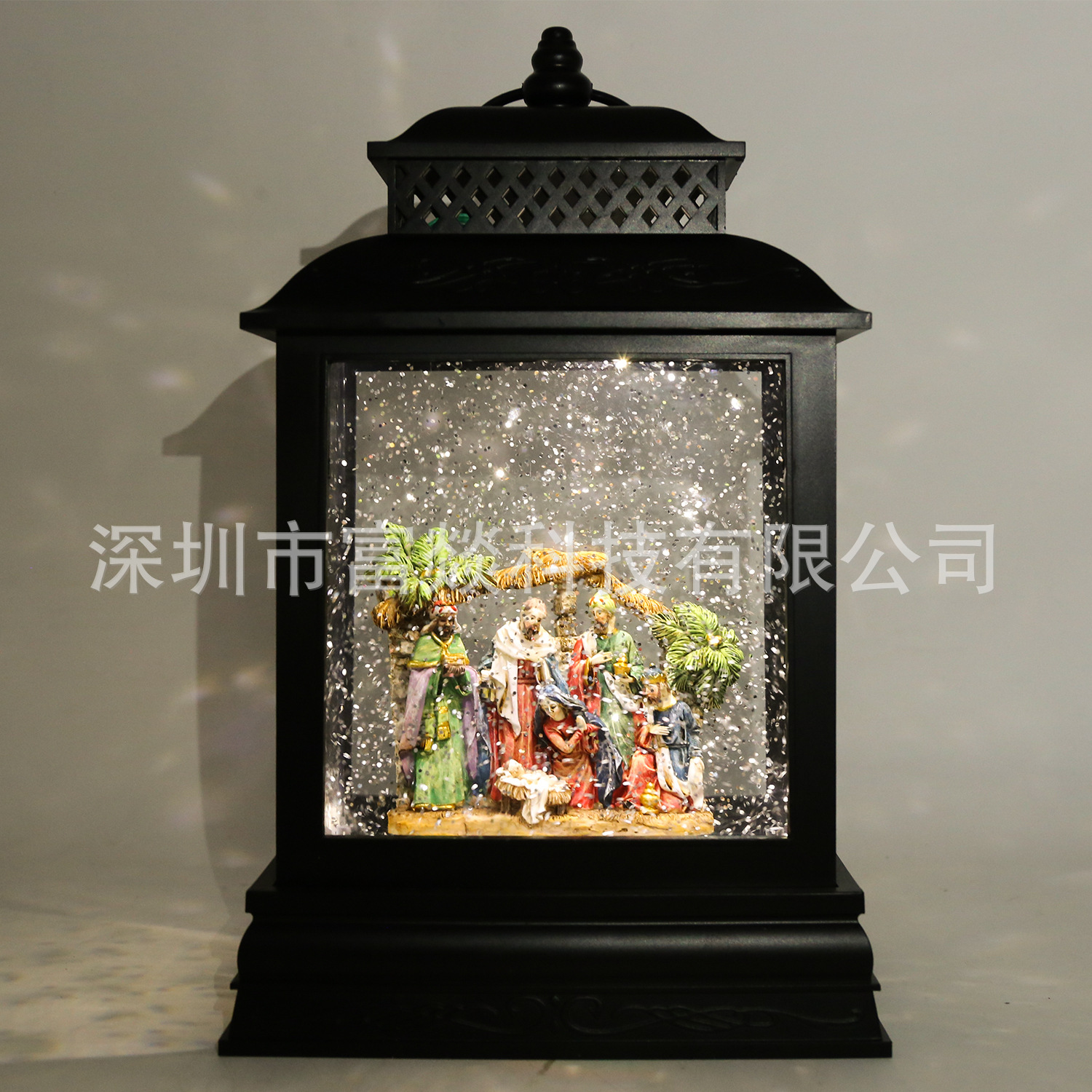 Wholesale Creative Christmas Manger Interior LED Projection Shining Crystal Ball House Interior Snowman Transparent Ball