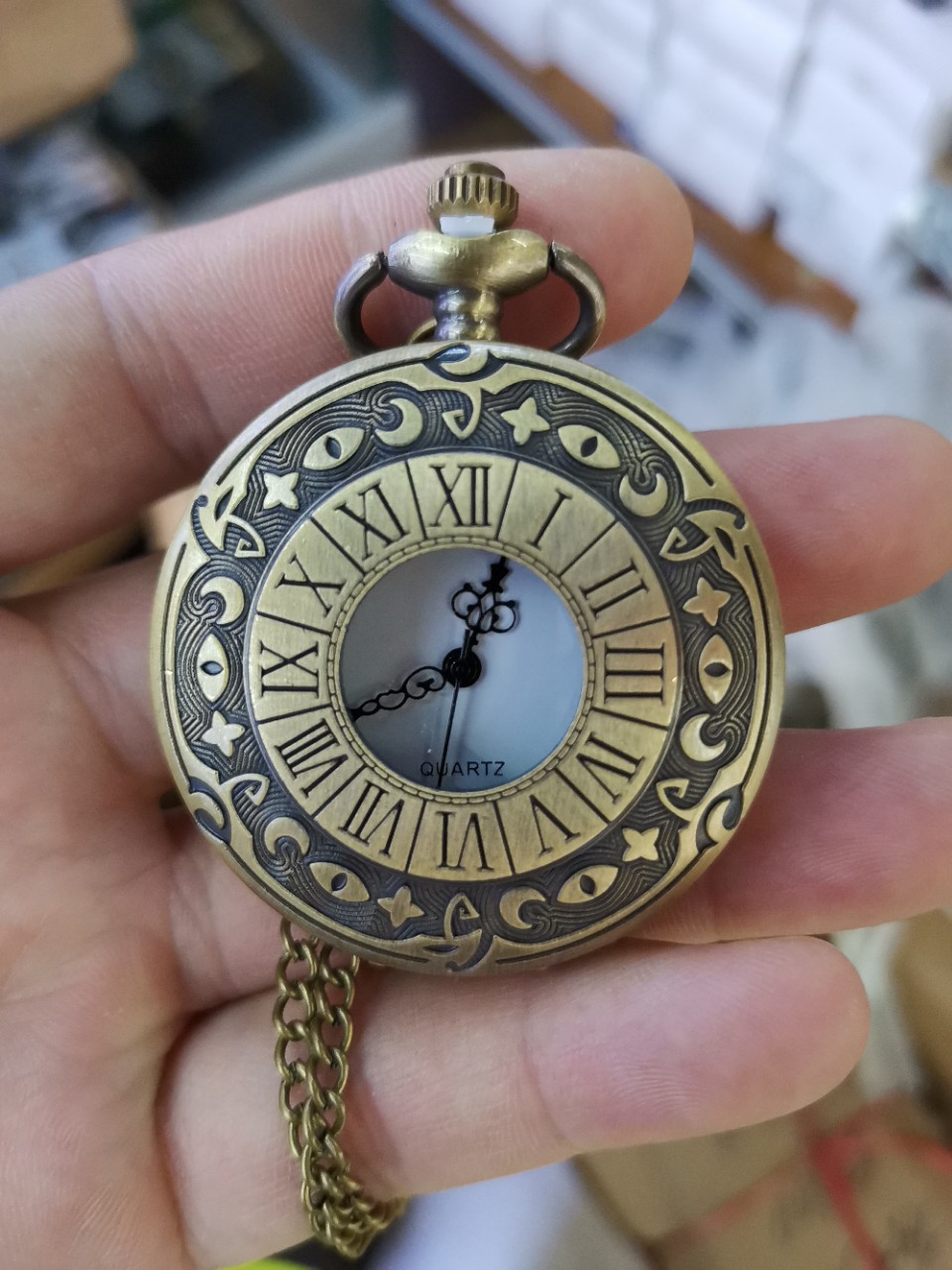 热销跨境怀表挂件表古董礼品老式怀表镂空雕刻花纹罗马壳子数字表