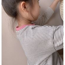 韩国秋款男女童长袖条纹T恤上衣宝宝打底衫纯棉长T