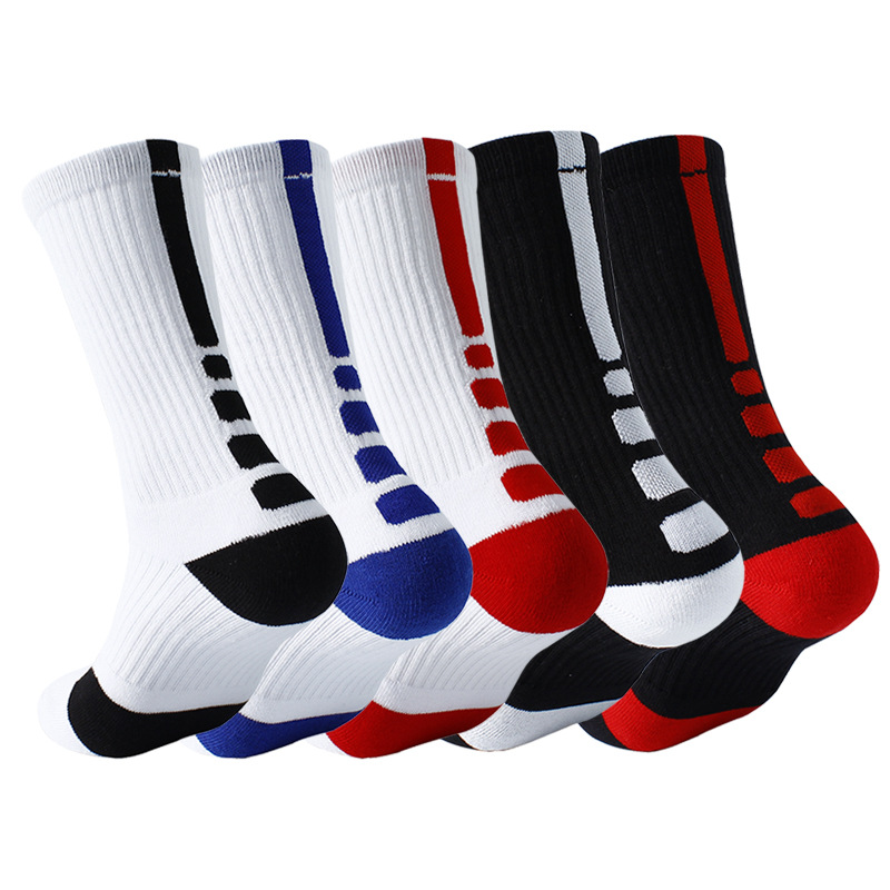 现货男士中筒袜子加厚毛巾底专业篮球袜学生跑步健身学院风运动袜
