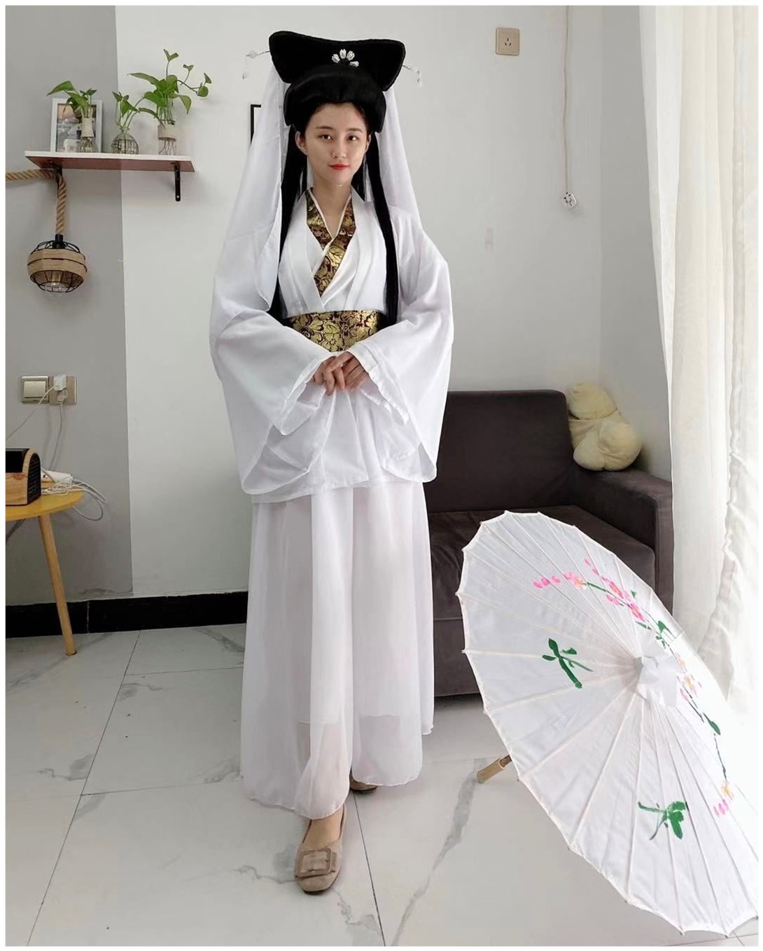 白素贞服装儿童舞蹈女童古装白蛇传白娘子白素贞服装头饰儿童仙女