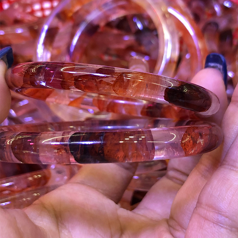 厂家批发红胶花手镯 民族风异象水晶手镯 亚马逊跨境三世三世手镯