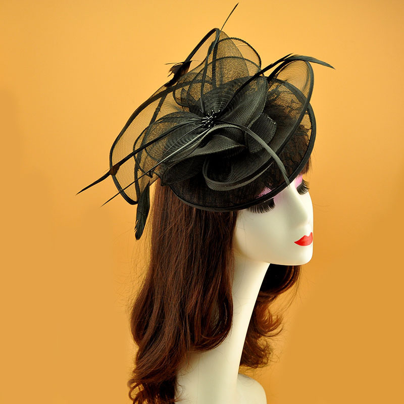 白色新娘羽毛小礼帽网纱头饰名媛宴会复古派对演出发饰晚礼服配饰