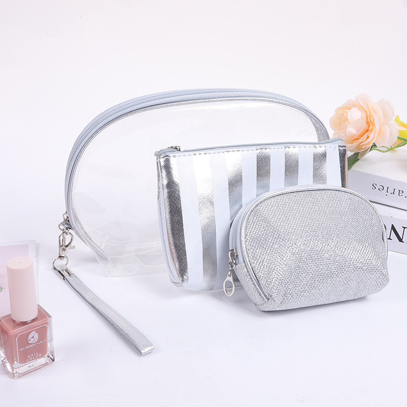 Gargle Multifunctional Travel Bag Cosmetic Bag PVC Cosmetic Bag Cosmetic Bag Bag Large Capacity Fashion Shell Bag Three-Piece Set Mother and Child Bag