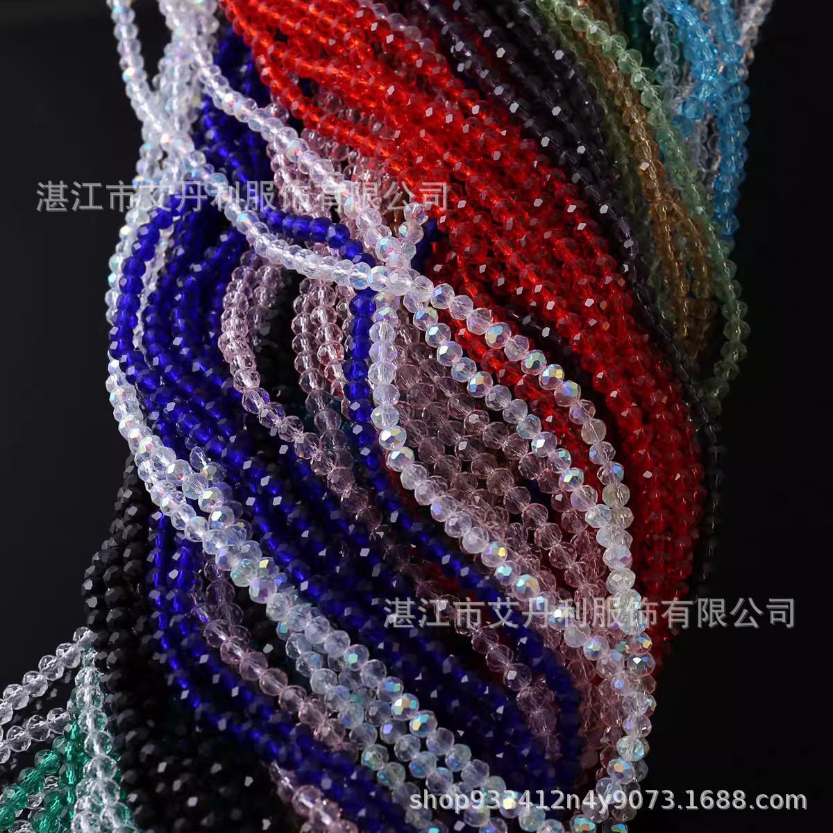 4mm水晶珠子散珠饰品玻璃项链手链diy手工串珠车轮算盘珠扁珠