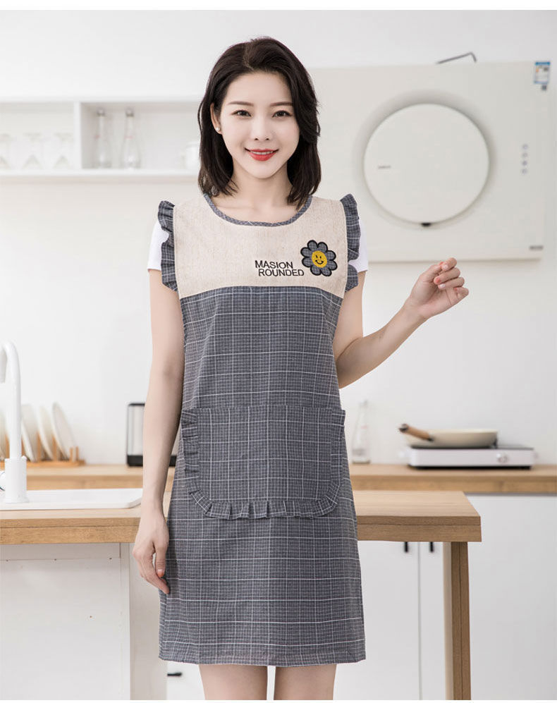 围裙防水防油厨房围裙批发纯棉围裙无袖马甲韩版可爱太阳花围坎肩