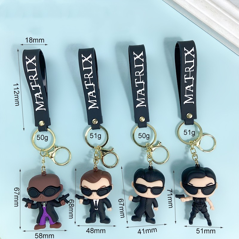 Creative Movie Matrix Keychain Trendy Cool Hacker Neo Tank Key Chain Men and Women Handbag Pendant Wholesale