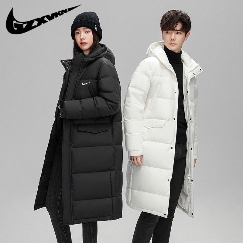 Men's 2023 Winter Mid-Length down Jacket Men's Sports Casual Long Overknee Thickened Couple Hooded Coat Women's