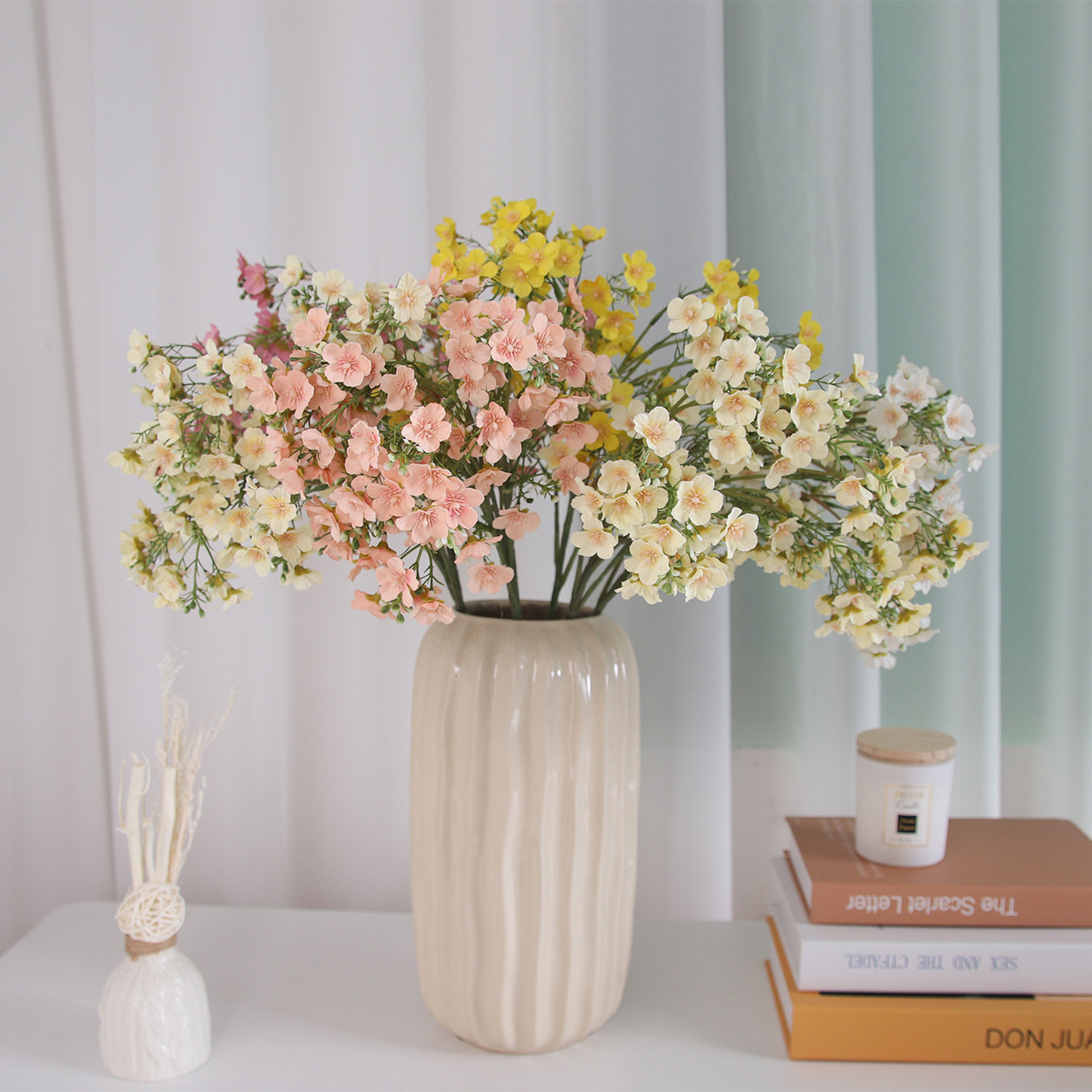 ins摆件婚庆花装饰人造假花卧室家居插花高支满天星韩式仿真花束