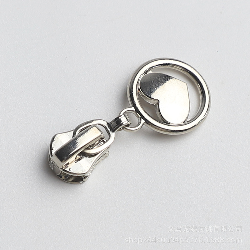 Factory Wholesale 5# Silver Lock Pull Head Clothing Clothing Zinc Alloy Zipper Puller No. 5 Backpack Pull Head Supply