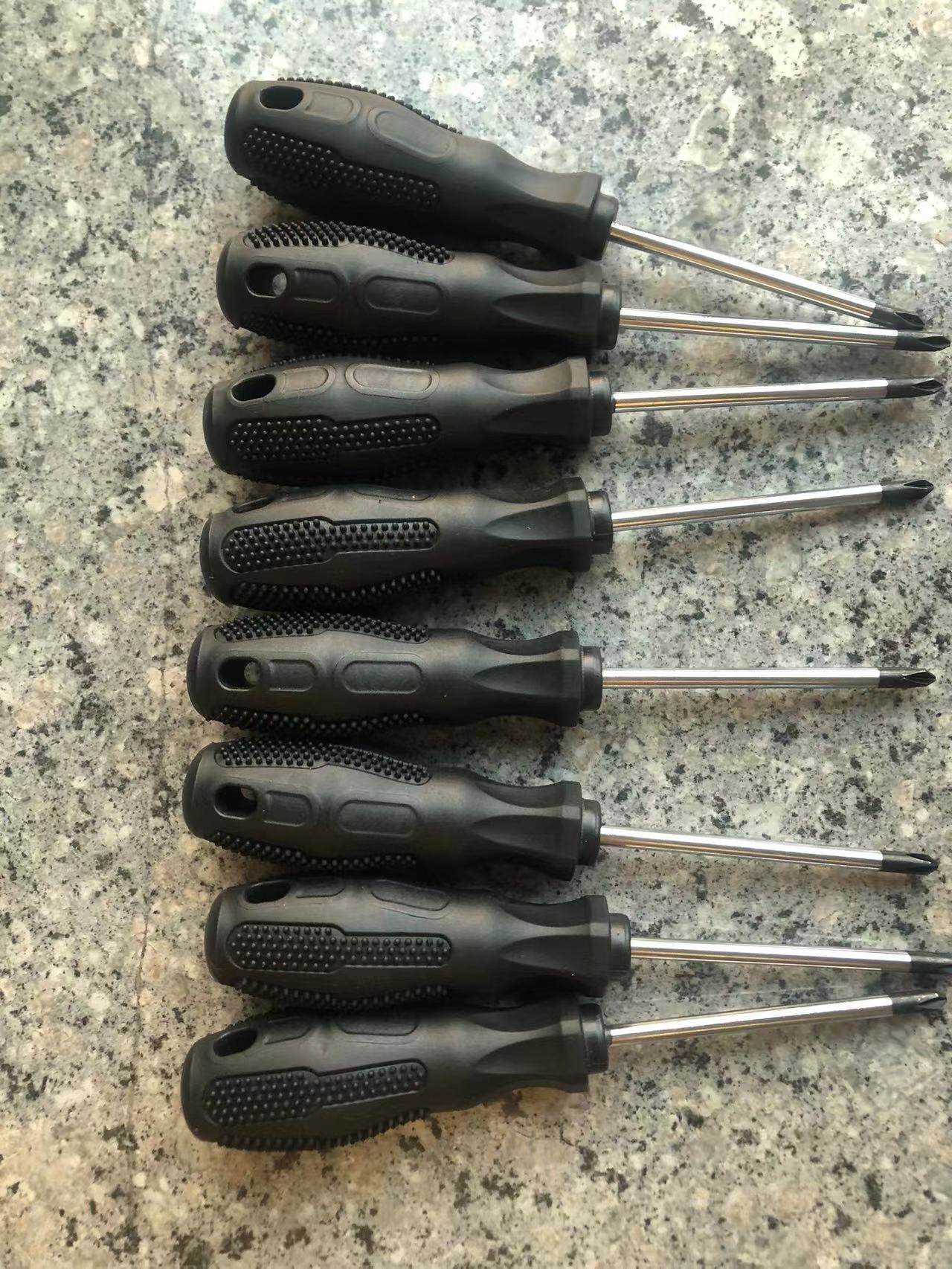 按摩柄螺丝刀黑色十字一字电工起子工具磁性工业级小梅花螺丝刀家