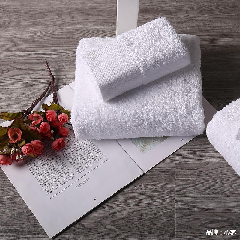 White Bath Towel Hotel Hotel Dedicated Bath Towel Towel Pure Cotton White Thick Platinum Broken 16 Spiral Fixed Logo