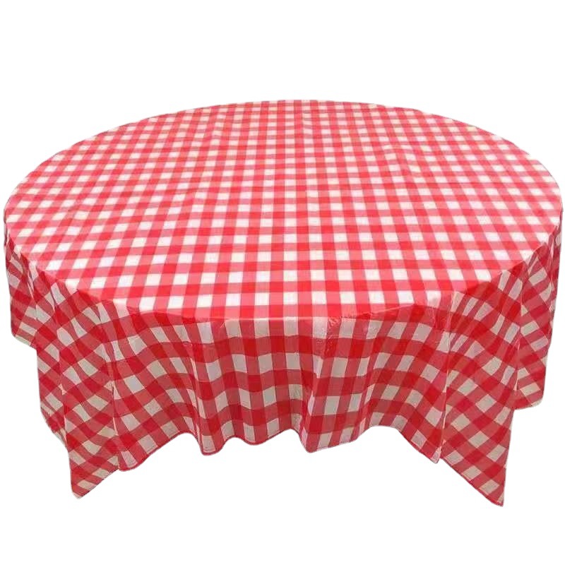 disposable tablecloth thickened plastic pe waterproof tablecloth oil-proof table cloth red plaid picnic outing wedding wine