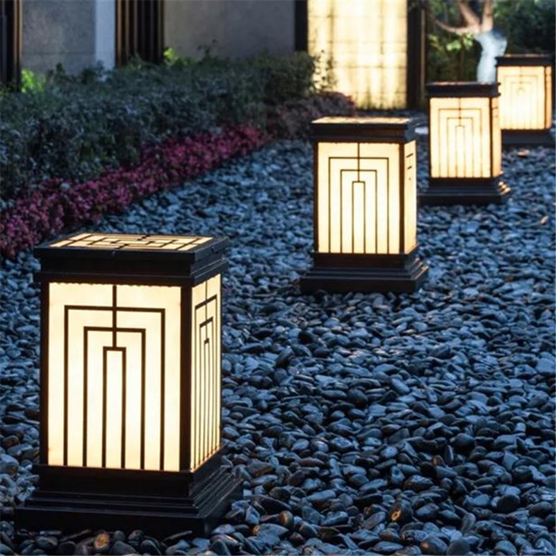 新中式户外防水庭院灯草坪灯公园园林地灯室外立柱灯古典柱头灯