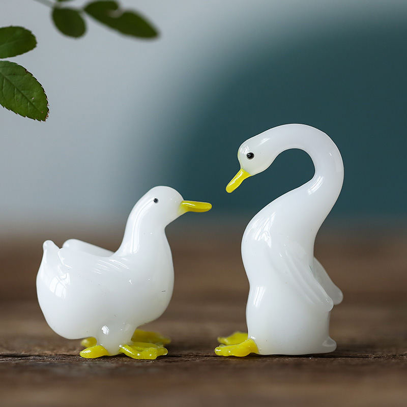水晶鸭简约风格可爱的玻璃摆件送生日礼物客厅餐桌拍照装饰品摆件