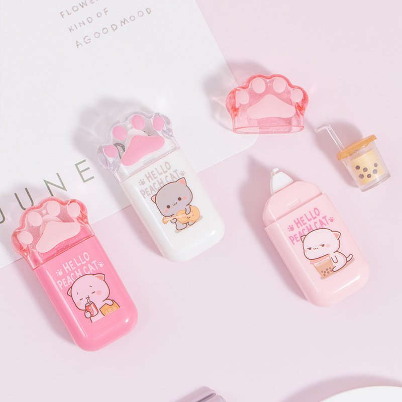 天高蜜桃猫修正带6m可爱猫爪改正带pet高颜值透明膜tg-b6694a