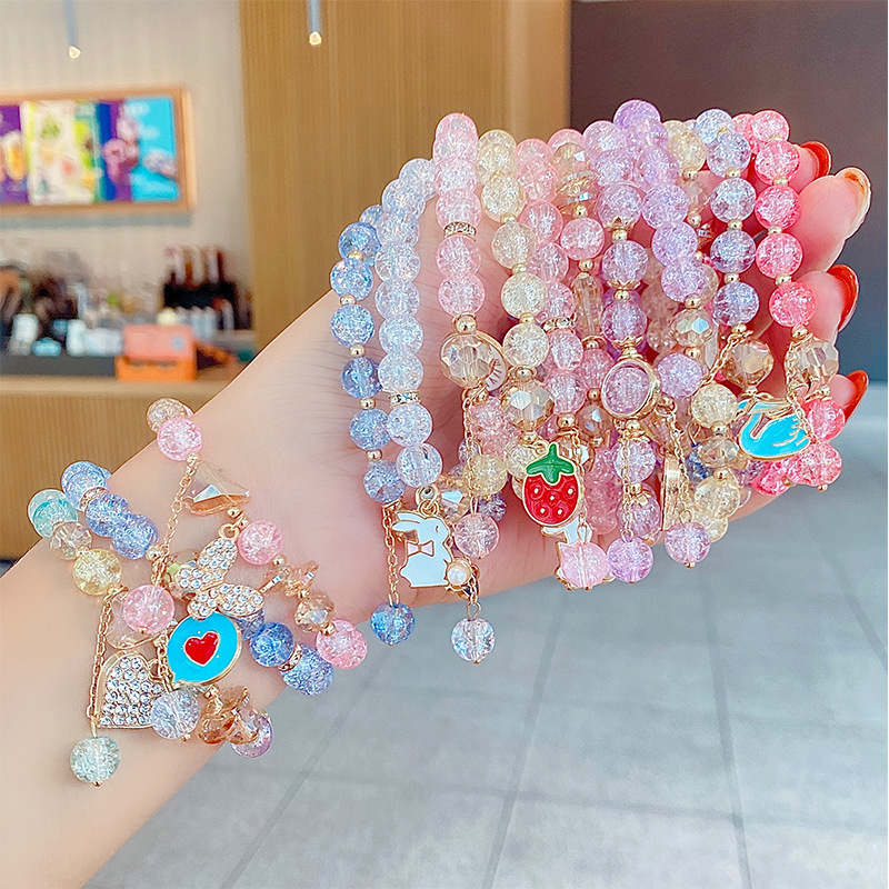 cartoon children‘s bracelet princess glass beaded cute girl baby bracelet student jewelry bracelet ornament