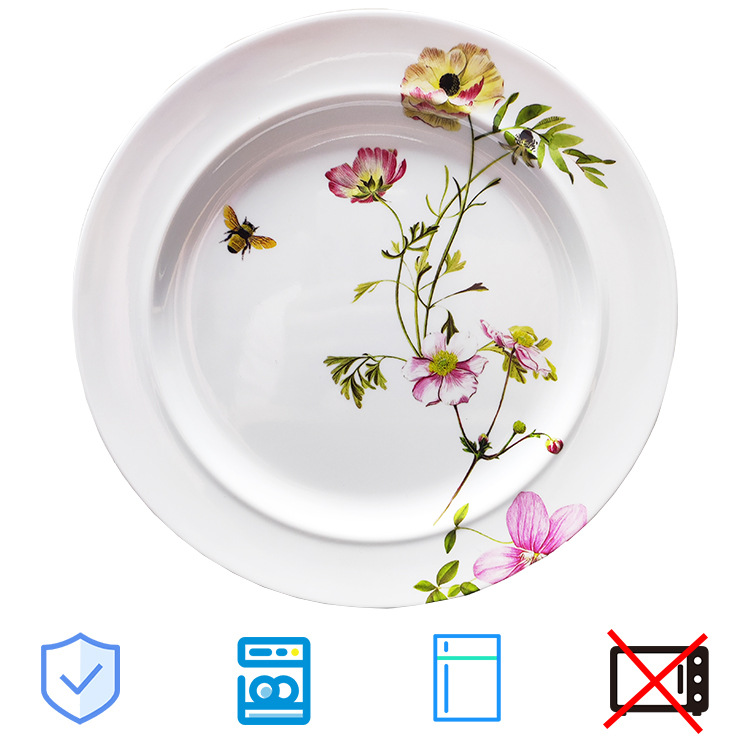 9-Inch Side Plate Imitation Porcelain Melamine Tableware Plate Drop-Resistant Dishwasher Safe Customizable Color Logo