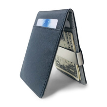 SaleSolid Men's Thin Bifold Money Clip Leather Wallet with A
