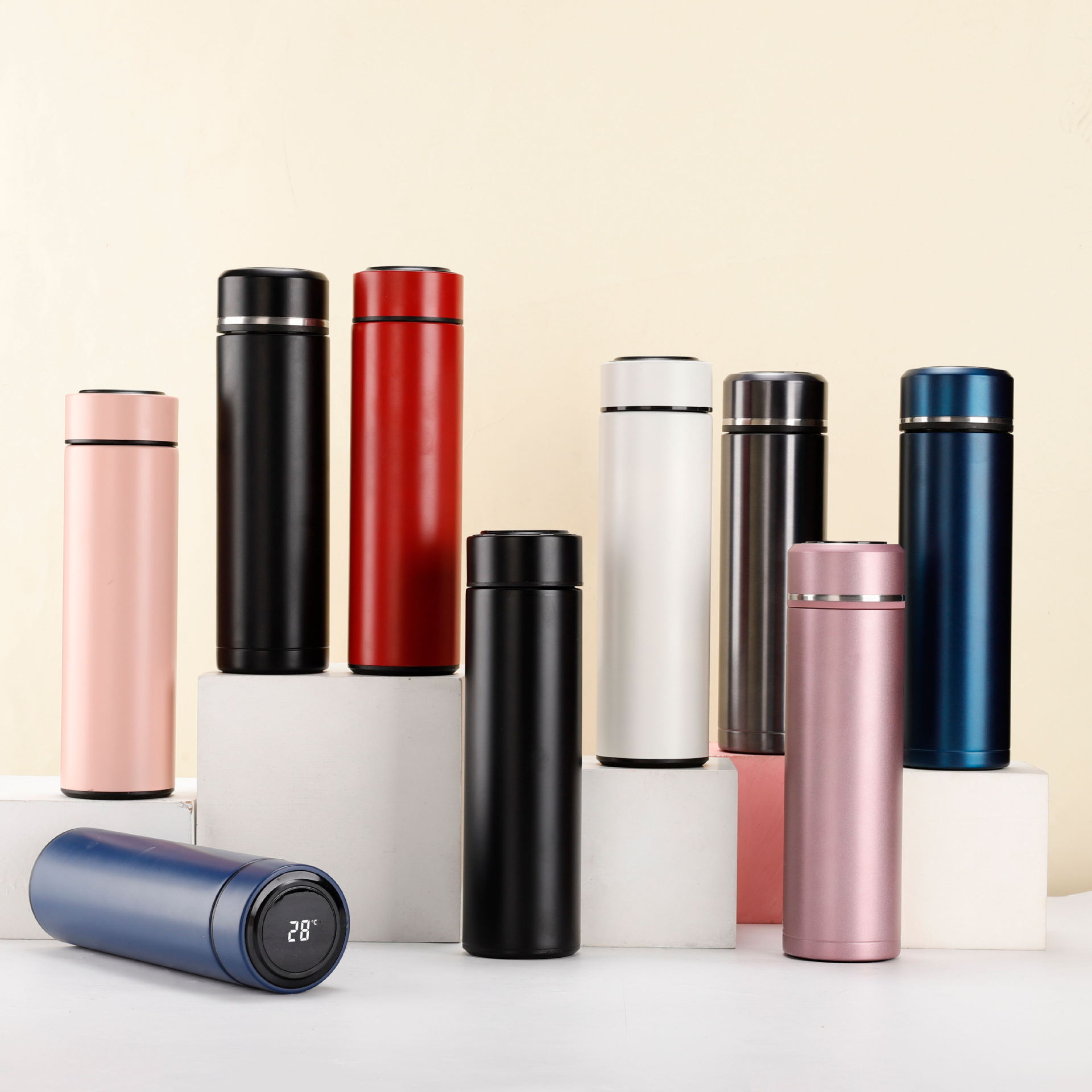 批发智能保温杯测温水杯316不锈钢创意温度显示商务礼品直杯定 制